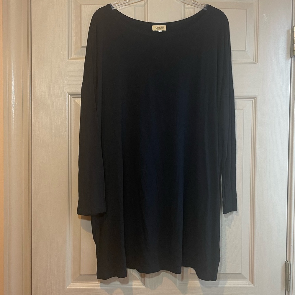 Piko 1988 Black Long Sleeve Soft Oversized Tunic/Mini Dress, Size Small